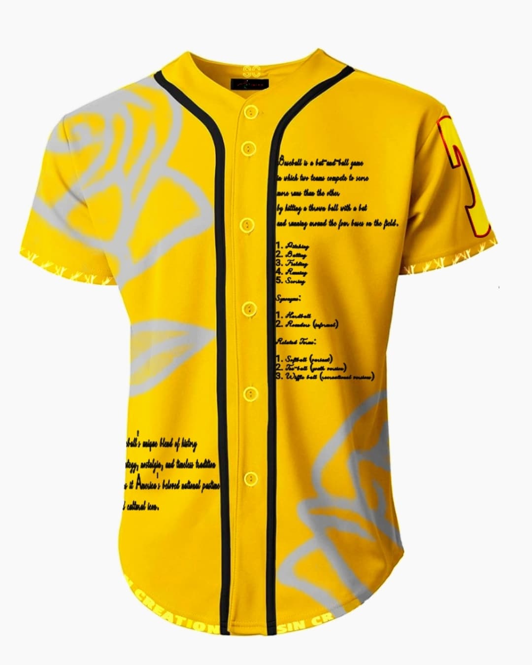 SC Yellow Scripture Baseball Jersey