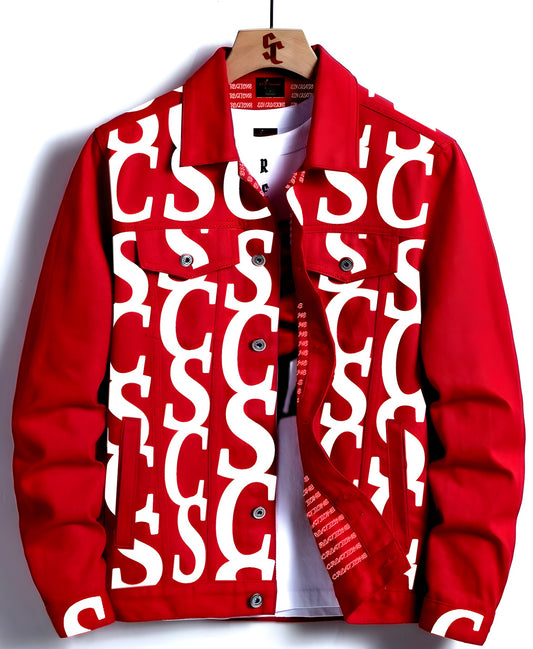 SC Red Bold Monogram Denim Jacket